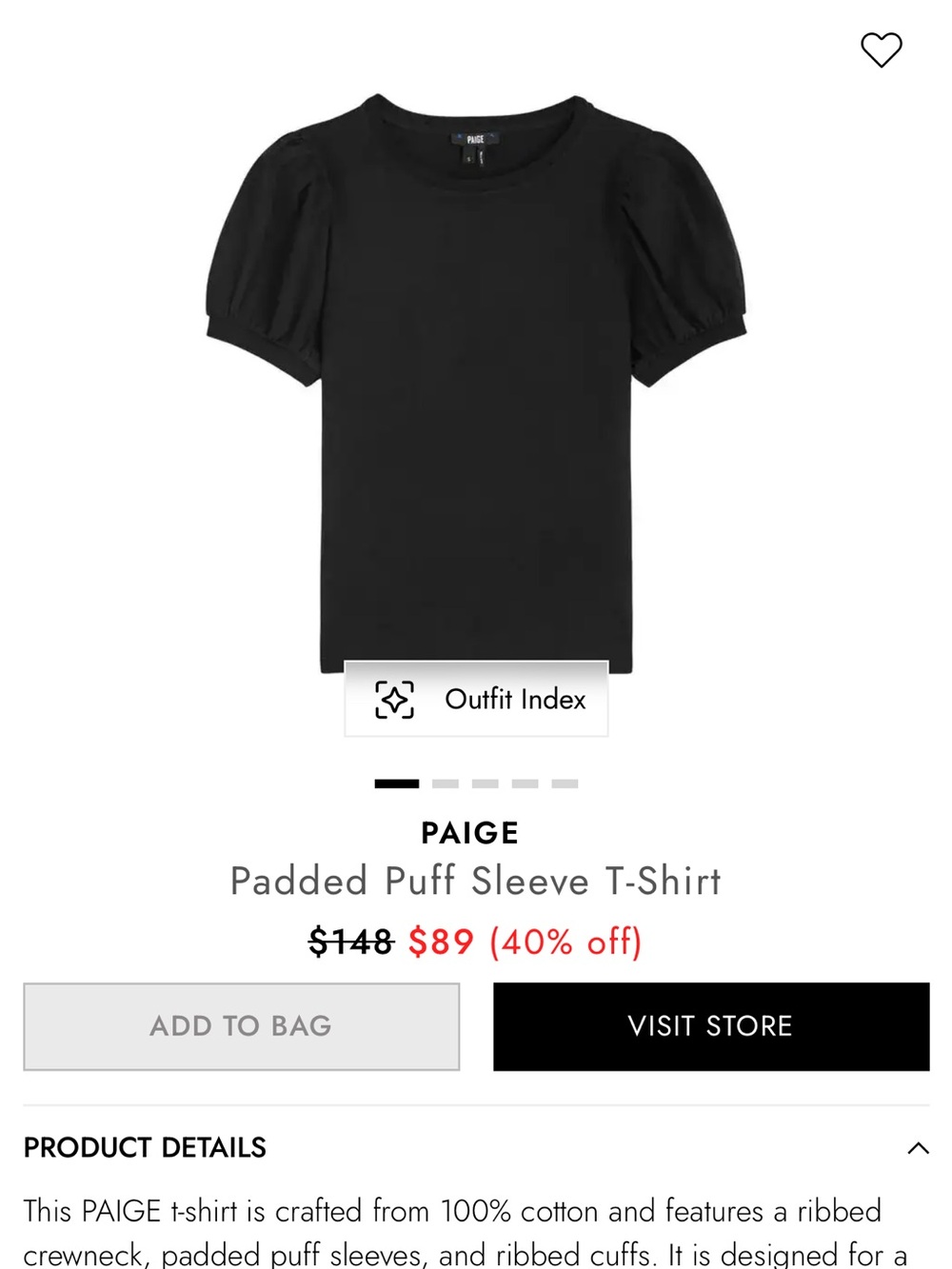 PAIGE Black Padded Puff Sleeve Tee